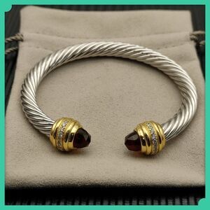 💋💋💋Gold Plated Sterling Silver Green Diamond Bracelet💋7mm